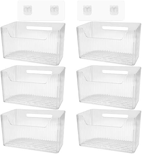 6Pcs Storage Organizer Bins Wall Mounted Organizer Basket Large Size Clear by DANHMAO
