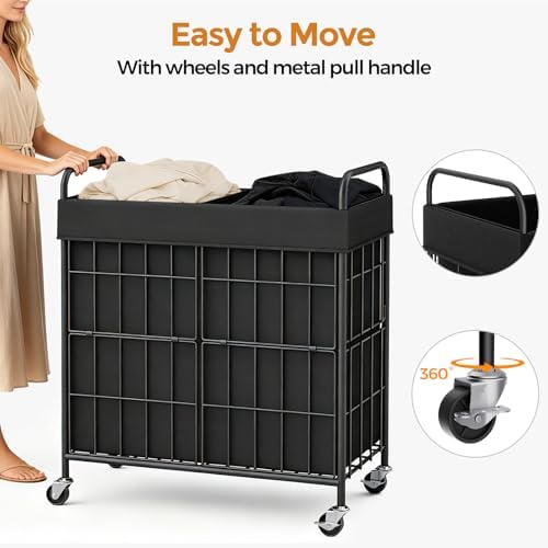 100L 2-Section Laundry Hamper - Image 6