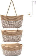 Over the Door Hanging Basket for Organizing 3 Tiers Woven Cotton Rope Wall by ililmmoe