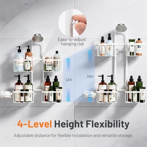 Luxspire Hanging Shower Caddy Overhead, Shower Organizer Hanging - Image 4