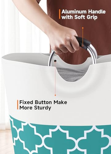 Large Laundry Basket, 82L Tall Collapsible Hamper - Image 4
