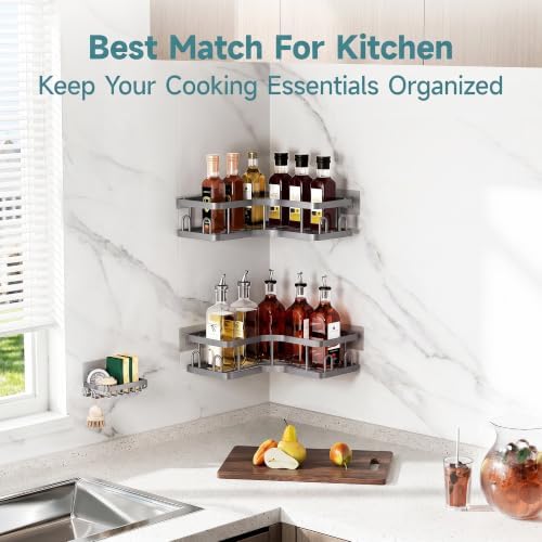 Veken Corner Shower Caddy 3-Pack, Advanced Rustproof Design&Stable Storage - Image 6
