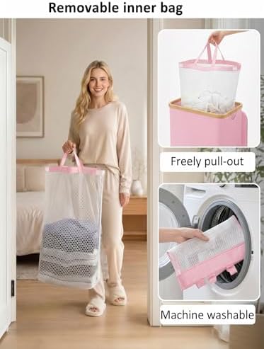 IEGrow Laundry Hamper with Lid, 110L Laundry Basket with Mesh Bags - Image 5
