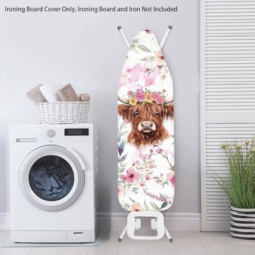 Highland Cow Floral Ironing Board Cover Universal Size 15x54 - Image 3