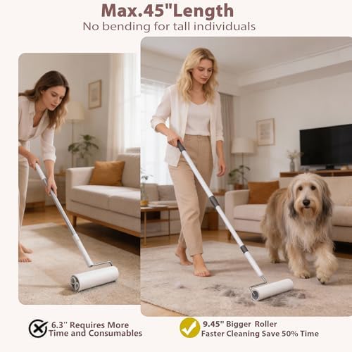 9.45'' Large Lint Rollers for Pet Hair Extra Sticky, Long Handled Lint Roller - Image 4