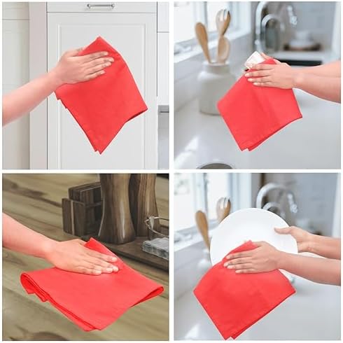Urban Villa Kitchen Towels Cotton Dish Towels 27”x27” Red - Image 2