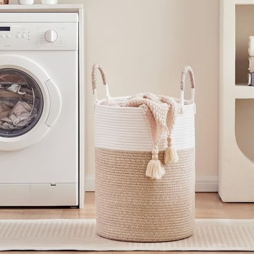 60L Large Hamper Laundry Basket Tall Woven Clothes Hamper Brown - Image 2