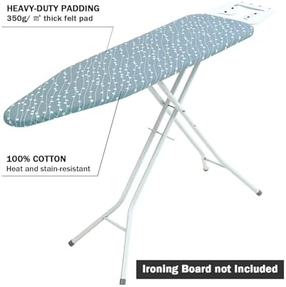 Ironing Board Cover and Pad Standard Size 15" x 54", 3 Pairs of Hook and Loop - Image 3