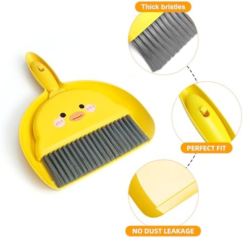 1Pc Small Dust Pan and Brush Set, Cute Yellow Mini Broom and Dustpan Set - Image 3