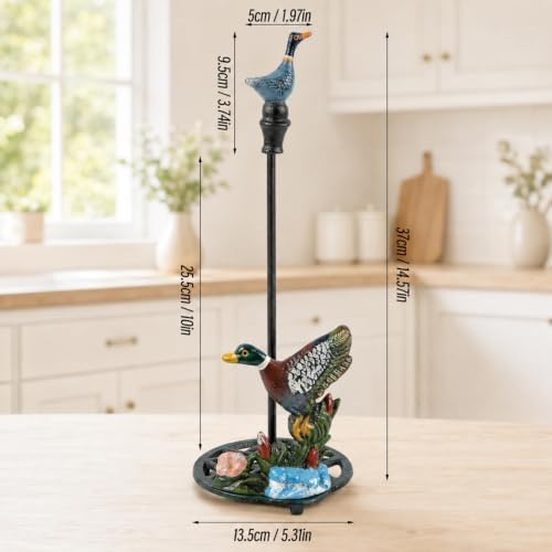 HOSUN Cast Iron Duck Paper Towel Holder Countertop Stand, Farmhouse Decor - Image 3