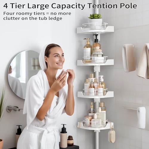 360° Rotating Corner Shower Caddy Tension Pole Organizer - Image 6