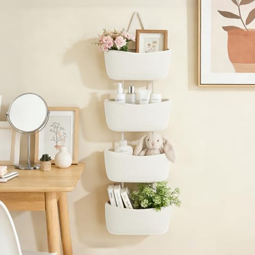 Dahey Over The Door Hanging Basket Storage 4-Tier Woven Wall Basket - Image 3