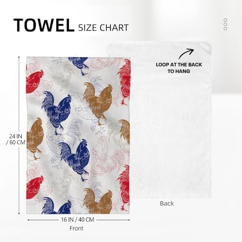 Rooster Chicken Kitchen Towels Set of 2 Farmhouse Dish Towel 16"x24" - Image 2