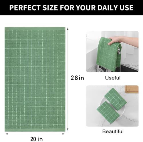 Homaxy 100% Cotton Terry Kitchen Towels, Large 4 Pack, Grass Green - Image 5