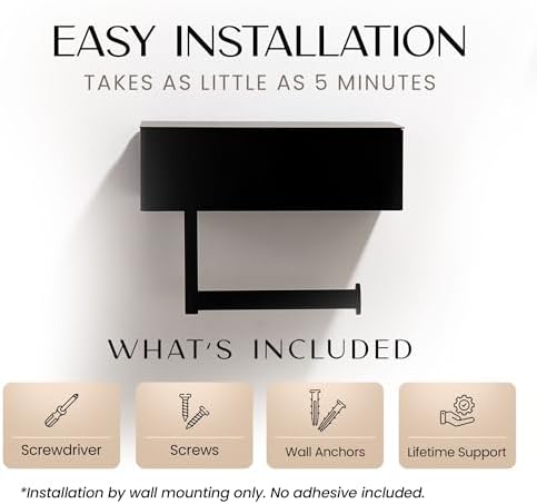 Day Moon™ Matte Black Toilet Paper Holder - Image 5