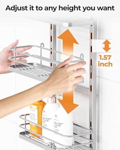 ODesign 3 Tier Adjustable Shower Organizer Hanging Over Head Silver - Image 6