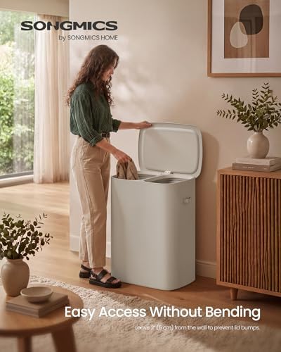 SONGMICS Laundry Hamper with Lid, 160L Double Laundry Basket, Steel Frame - Image 2