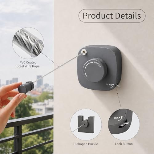 Retractable Clothesline Indoor/Outdoor, Portable Non-Sagging Wall Mounted - Image 3