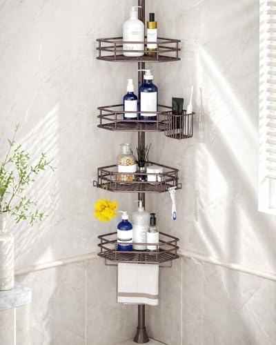 SEIRIONE Corner Shower Caddy Tension Pole, Quick Setup, Rust-Free Bathroom by SEIRIONE