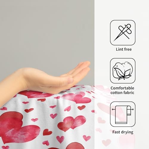 Red Love Heart Bath Hand Towels 2 Packs Happy Valentine's Day Soft Absorbent - Image 4