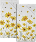 Yellow Wildflower Hand Towels Set of 2 Soft Absorbent Spring Summer Watercolor by Granbey