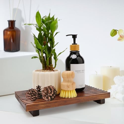 Decorative Wooden Tray for Bathroom Counter Kitchen Wood Riser Vanity Tray - Image 4