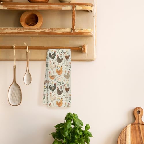 Farmhouse Chicken Rooster Kitchen Towels, Chicken Dish Towels, Rooster Decor - Image 3