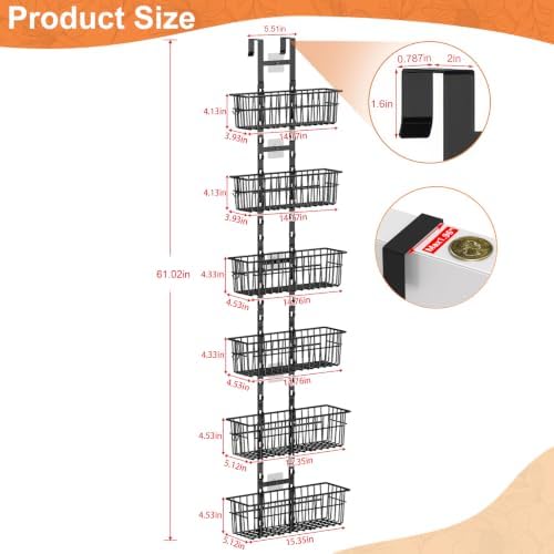 Hongtamoya Over The Door Organizer, Adjustable Hanging Door Organizer - Image 2