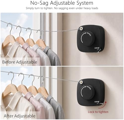 Retractable Clothesline Indoor/Outdoor, Portable Non-Sagging Wall Mounted - Image 5