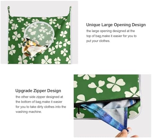 St. Patrick's Day Clovers Green Door Hanging Laundry Hamper Bag - Image 4