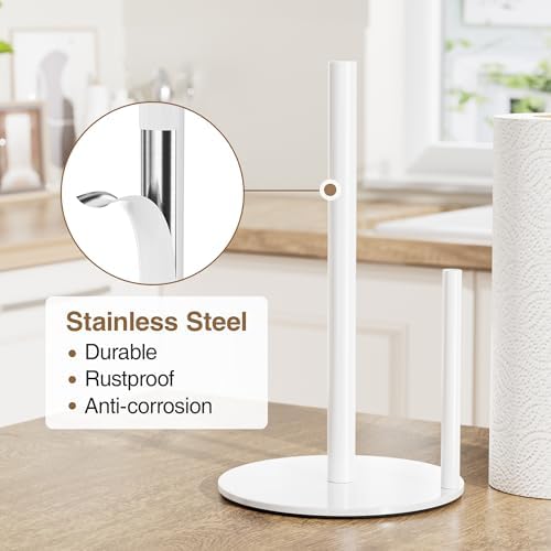 Paper Towel Holder White Stainless Steel Kitchen Countertop Roll Organizer - Image 4