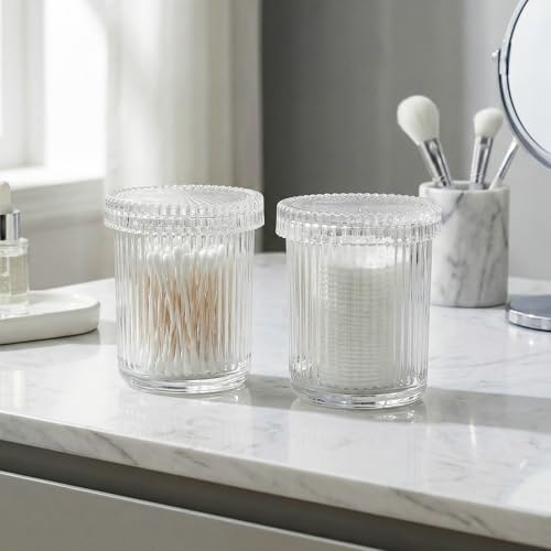 rejomiik 2 Pack Qtip Holder Glass Apothecary Jars - Image 6