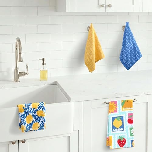 Ritz 4-Piece Kitchen Towel Set, Citron Vine & Summer Fruit Stamp Prints - Image 4