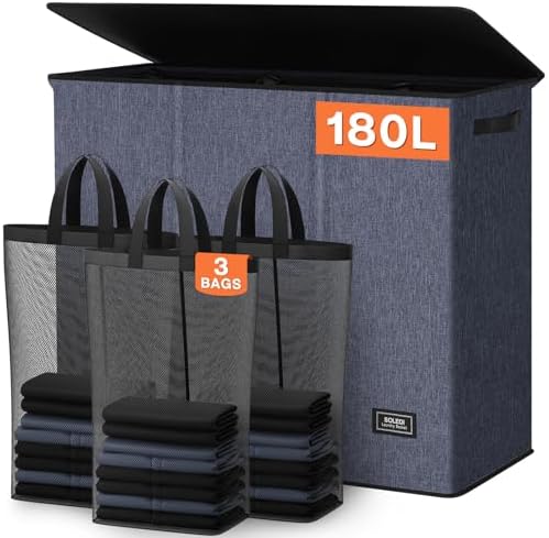 SOLEDI 180L 3-Section Laundry Hamper by SOLEDI
