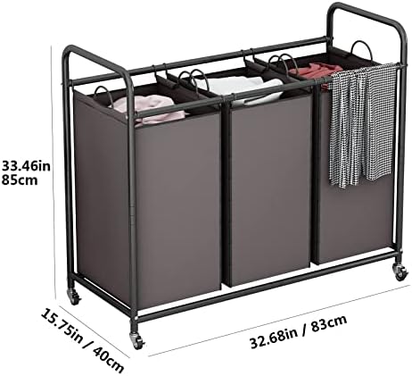 LINZINAR 3-Bag Laundry Sorter, Laundry Hamper Cart - Image 6