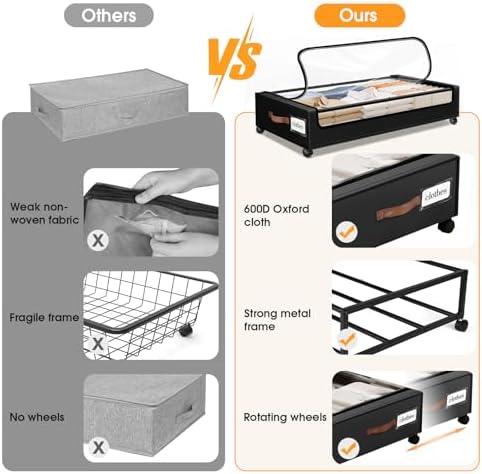 Under Bed Storage with Wheels 3Pack Storage Containers with Clear Window - Image 6