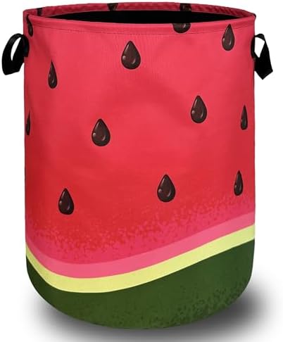 Watermelon Laundry Basket Oxford Cloth Foldable Hamper 18.9x16.5Inch by SELIONLIKN