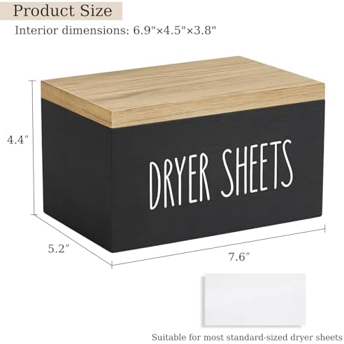Dahey Dryer Sheet Holder, Laundry Wooden Container Holds 180 Sheets - Image 3