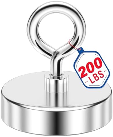 200 LBS Fishing Magnet, 1.76 Inch Rare Earth Metal Pickup Magnet by Unknown