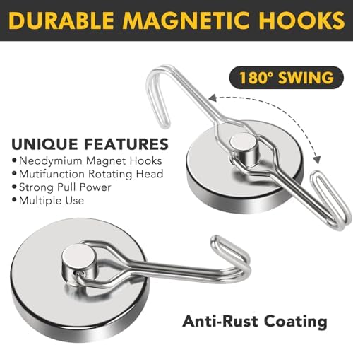 MIKEDE Magnetic Hooks Heavy Duty 120LB+ Swivel Swing Strong Magnet Hook - Image 5