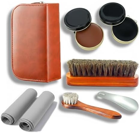 shoe care kit horsehair brush, long-handled round brush, polishing cloth by Unknown