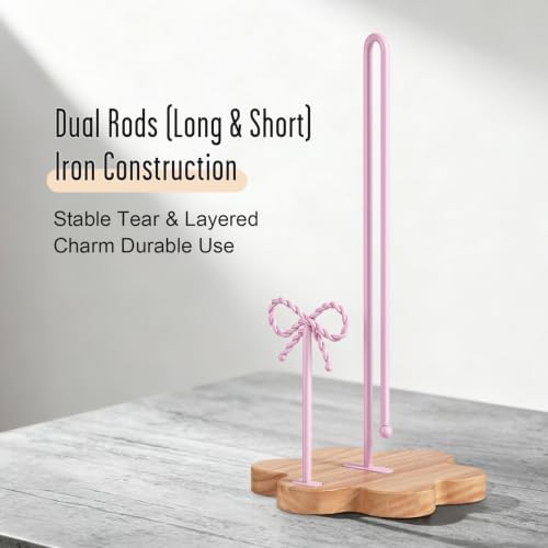 Wood Paper Towel Holder Countertop, Floral Wood Base - Image 3