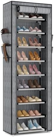VILICK Shoe Rack with Cover Narrow Shoe Rack Organizer with 4 Side Pockets 10 by VILICK