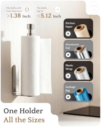 Paper Towel Holder Under Cabinet Adhesive or Drilling Silver - Image 4