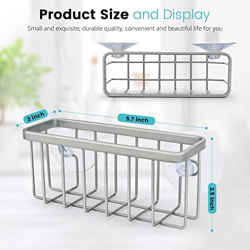 HLOOL Sponge Holder for Kitchen Sink, Kitchen Sink Caddy -Mat Silver - Image 2