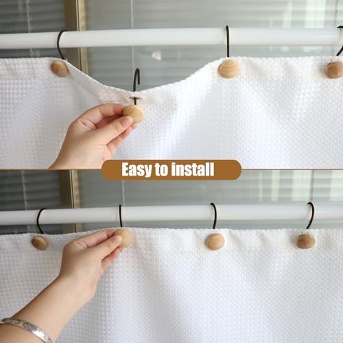 Shower Curtain Hooks, Wood Decorative Shower Curtain Rings, Modern Round Log - Image 4
