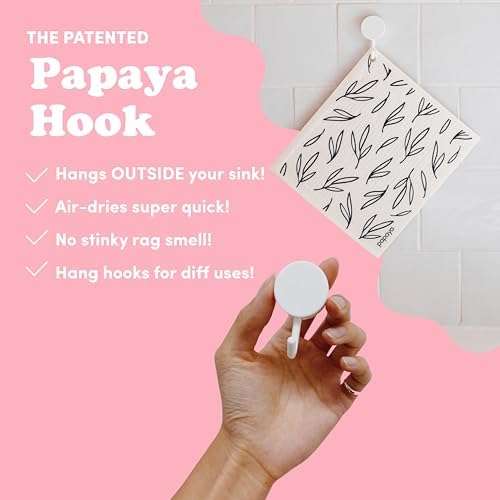 Papaya Swedish Dishcloths for Kitchen, 2 Reusable Paper Towels, 1 Hook - Image 6