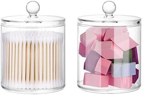 DAPOWER 20 oz Qtip Holder Bathroom Storage Canister Set of 2 Pack by DAPOWER