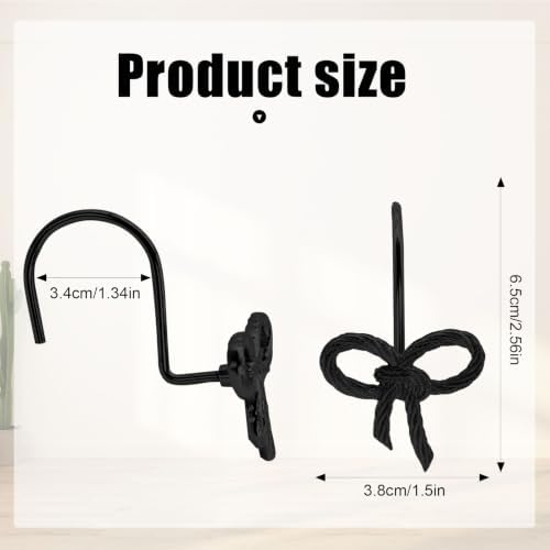 Bow Decorative Shower Curtain Hooks, Rustproof Metal Bowknot Shower Curtain - Image 2