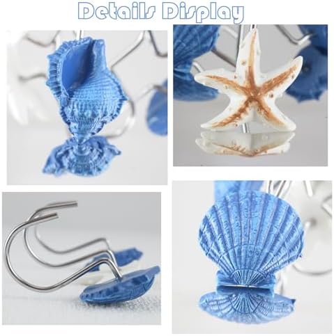 Seashell Shower Curtain Hooks 12pcs Beach Shower Curtain Rings Bath Shower - Image 3